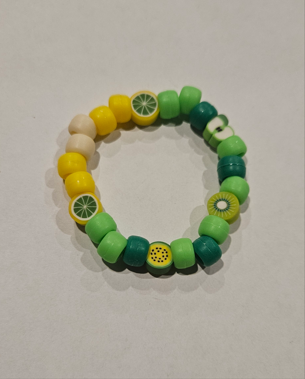 Pony Beads - Green & Yellow