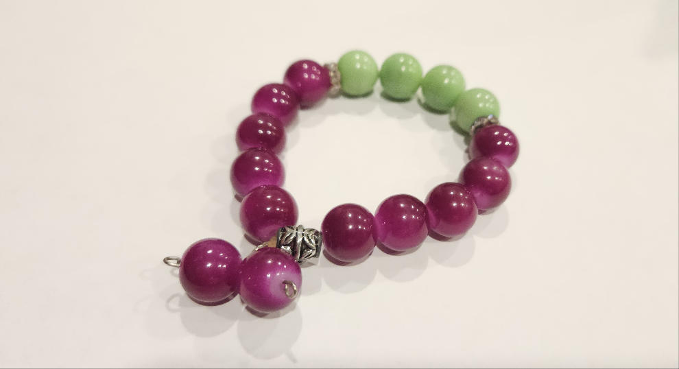 Bead Bracelet - Purple / Lime Green