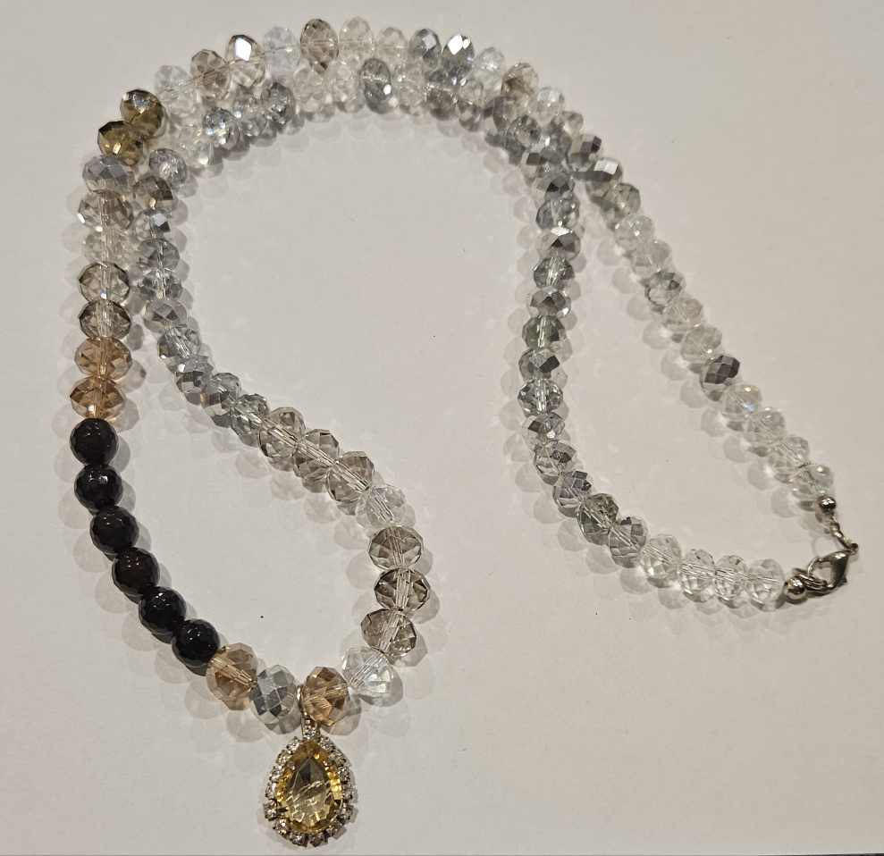 Necklace - Clear, Black & Silver